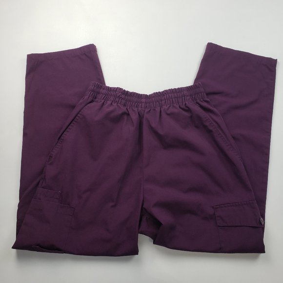 Grey's Anatomy White Floral Scrub Top Purple Cargo Scrub Pants Set Size Small - Picture 14 of 16